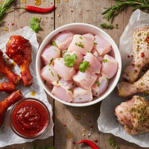 Premium Boneless Chicken Cubes + Chicken Lollipop + Chicken Leg Pieces